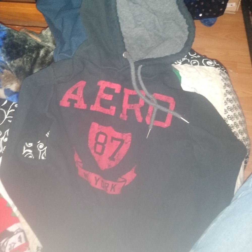 Mens Xs black and red aeropostale hoodie